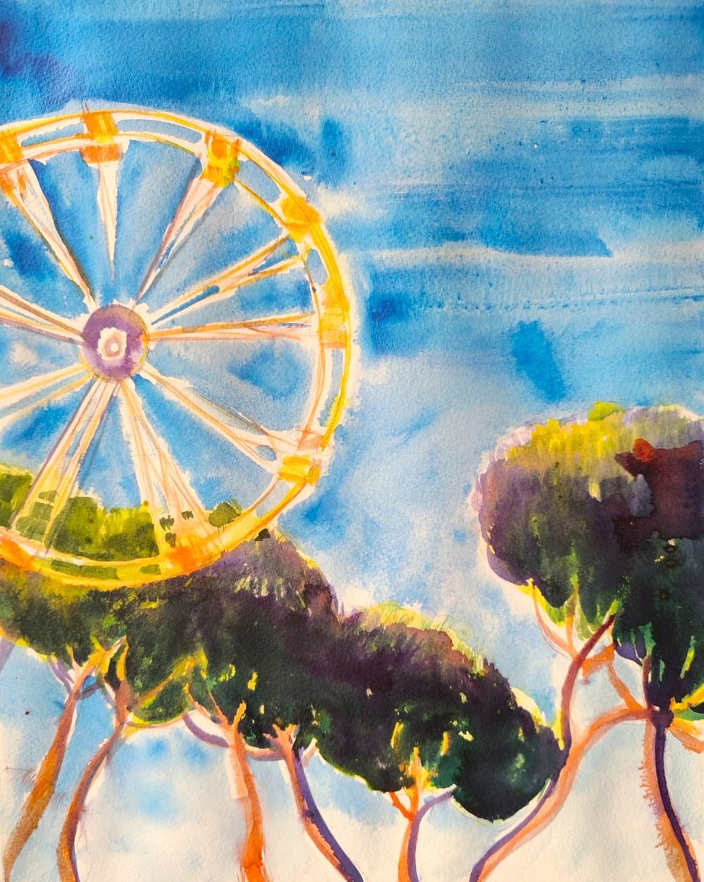 Roue et pins parasols